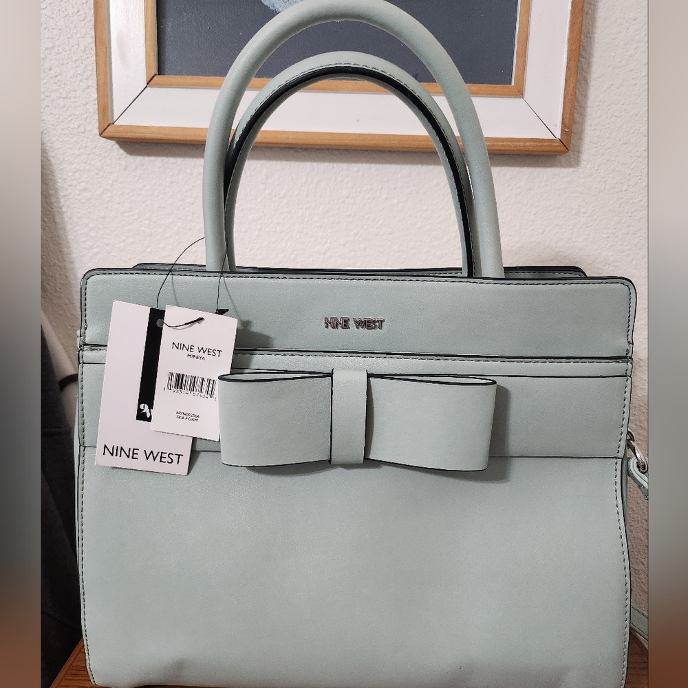 Nine West Mireya Satchel Shoulder Bag Crossbody. Beautiful light Sage. NWTS
